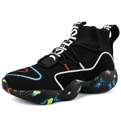 ADBOOV High Top Sneakers Women Knit Upper Breathable Sock Shoes Woman Thick Sole 5 CM Fashion sapato feminino Black / White